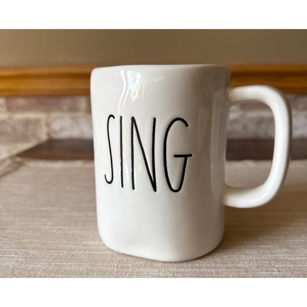 Rae Dunn "Sing" Ceramic Coffee Mug - White Artisan Collection Music Lover